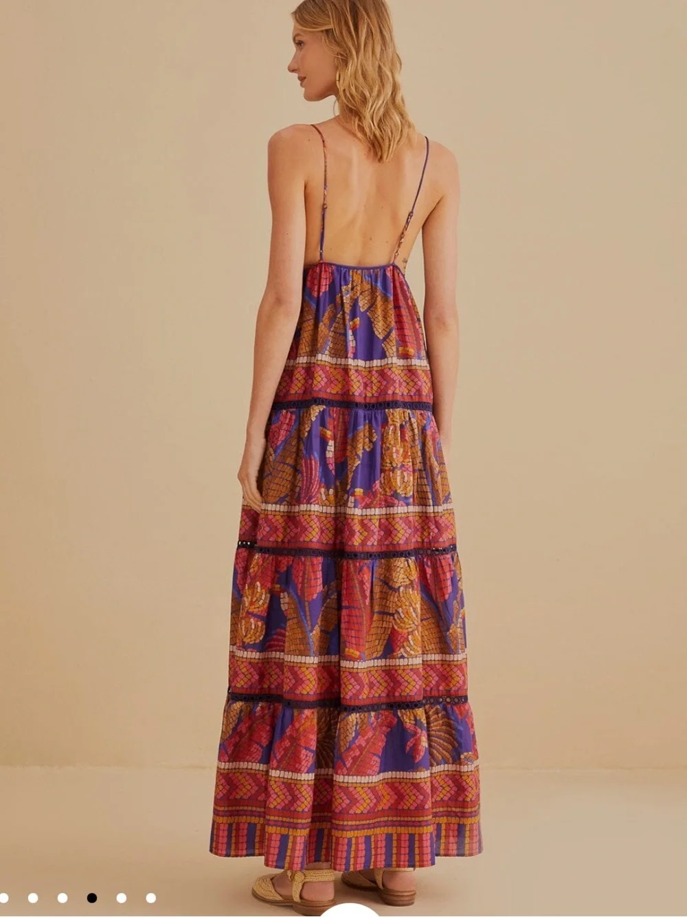 FARM RIO Blue Forest Mosaic Sleeveless Maxi Dress Small - Picture 16 of 16